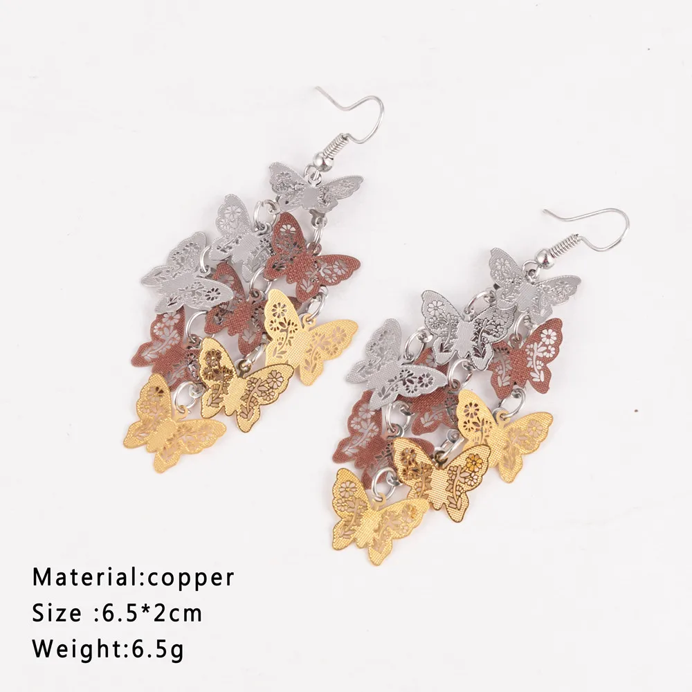 Серьги-подвески в форме бабочки женские уникальные висячие украшения с крючком