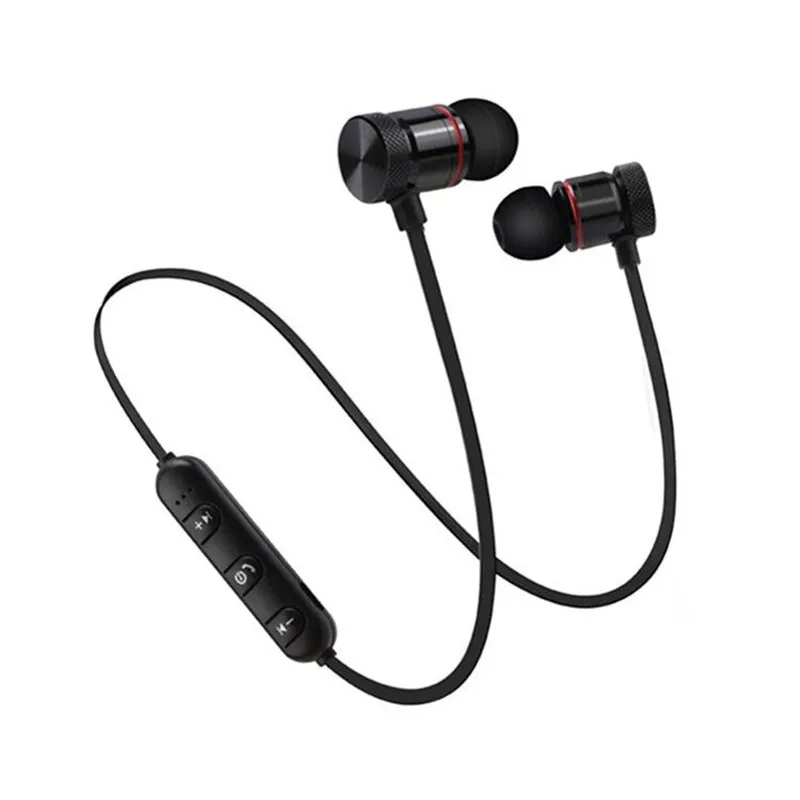 black Беспроводные наушники с Bluetooth 4,1, спортивные магнитные наушники с шейным ободком, металлическая гарнитура с басами и микрофоном, стерео музыка для samsung huawei LG - Цвет: black