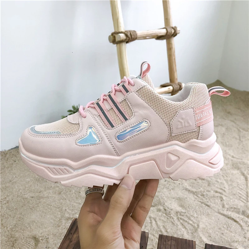 Женские массивные кроссовки белые розовые желтые женская обувь на шнуровке