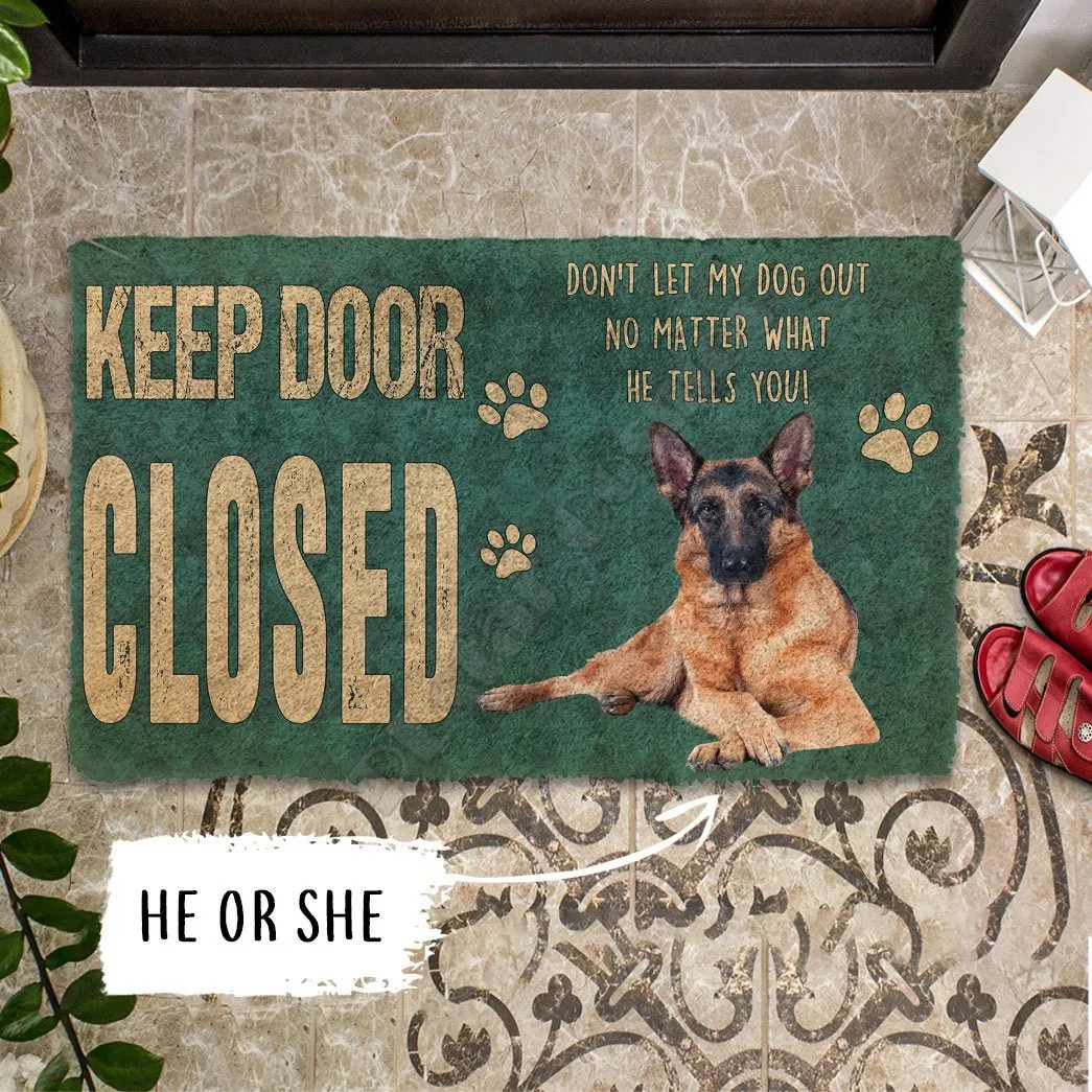 

3D Keep Door Closed German Shepherd Dog Custom Gender Doormat Non Slip Door Floor Mats Decor Porch Doormat