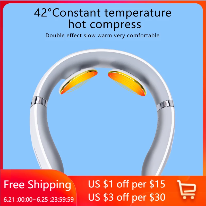 

6 Mode Smart Electric Neck Massager Shoulder Body Massager Low Frequency Magnetic Therapy Pulse Pain Relief Tool Health Care