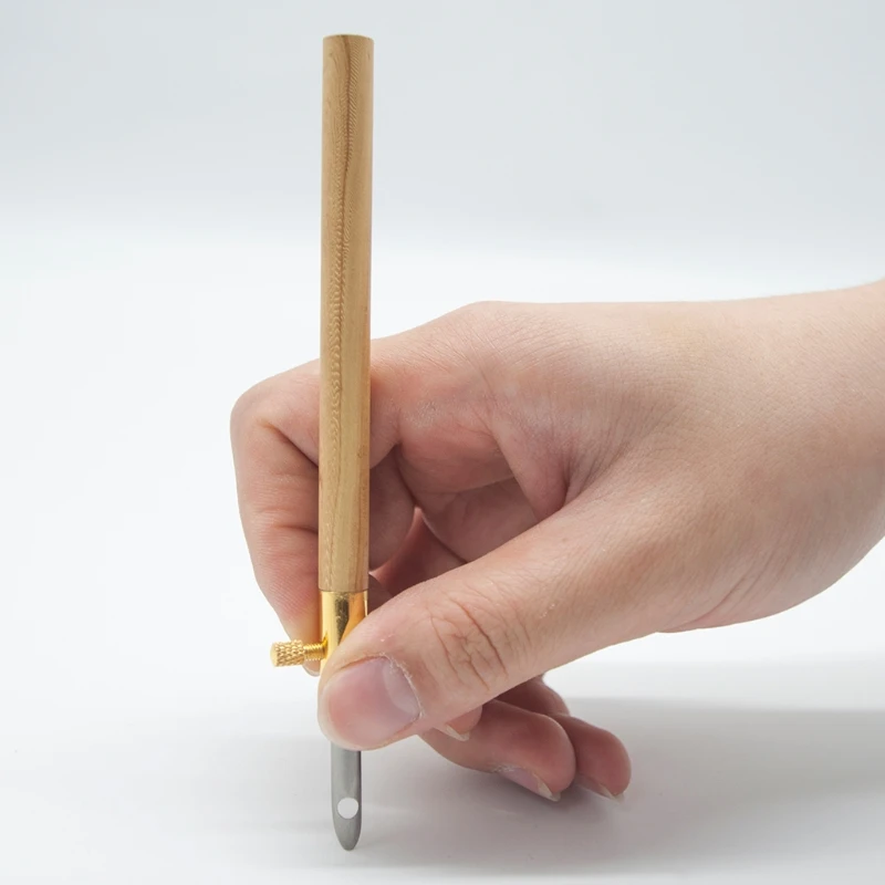 

Wooden Handle Punch Poke Needle Embroidery Pen Wire Guide Sewing Weaving Tools Kit for thread Yarn DIY Tool