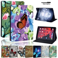 butterfly tablet case for apple ipad 9 10 2 2021 9th gen pu leather stand tablet dustproof foldable protective cover case pen