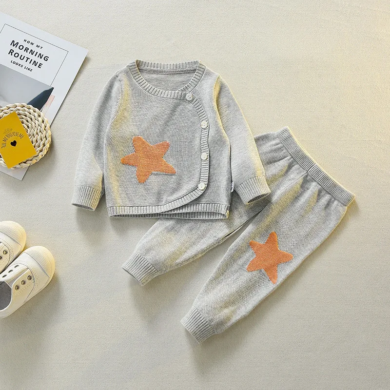 

Autumn Winter New Baby Clothes Casual Boys Girls Knitted Sweater + Pants Sets Toddler Outfits Outwear Suits For Newborn 0-12M