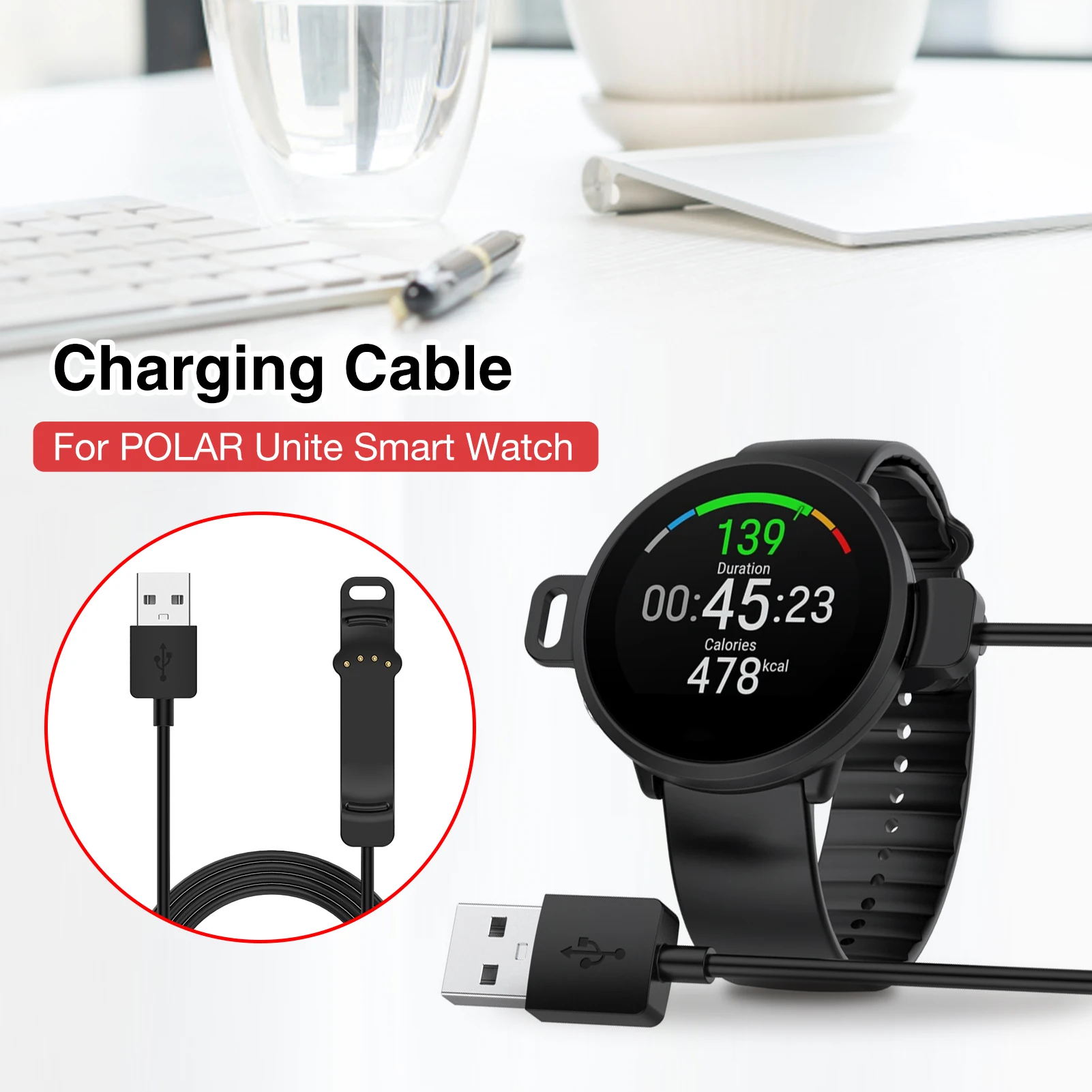 

1M 5V USB Charging Cable Charger Cord Accessory High Quality Desktop Charger Dock for POLAR Unite Smart Watch Accessories