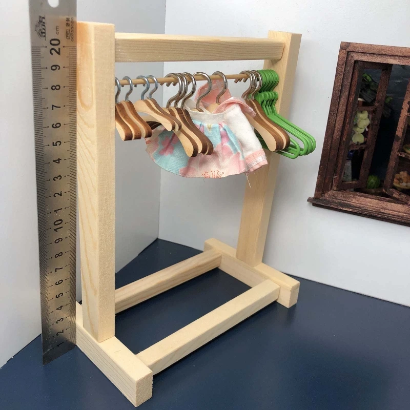 

10Pcs Practical Non-Slip Wooden Dolls Clothes Hangers Dress Jacket Organization