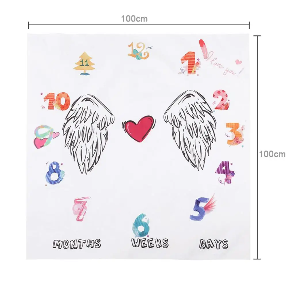 

Baby Milestone Blanket Baby Photography Props Newborn Fashion Cute Wing Digital Print Soft Baby Blanket