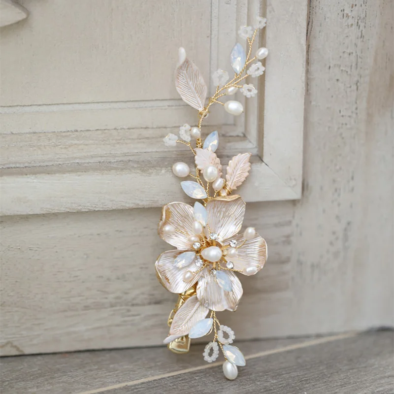 Свадебный аксессуар для волос заколка невесты с пресноводным жемчугом