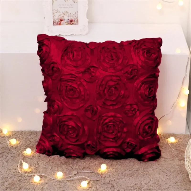 

4 Colors Flower Rose Square Cushion Cover Pillow Case Polyester Pillowcase Throw Pillow For Couch Sofa Pillowcover Home Decor