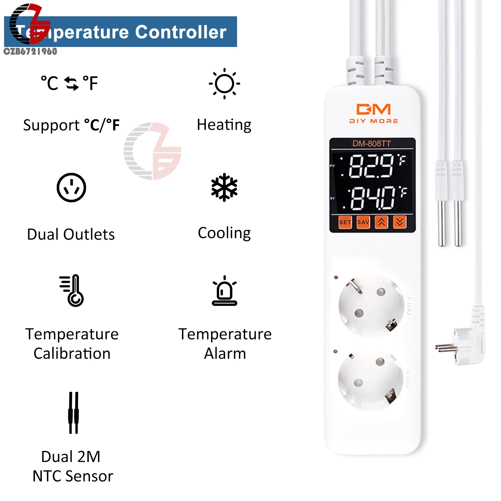 ac 85v 250v 10a dm 808tt dual temperature control alarm socket temperature controller meter intelligent electronic socket 220v free global shipping