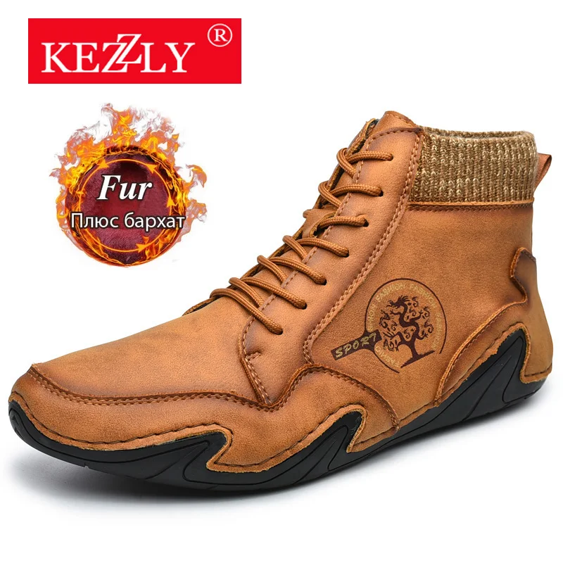 

Brand Winter Men Snow Boots High Quality Leather Man Ankle Boots Warm Fur Winter Men Boots Fashion Autumn Men's Shoes Size 38-48