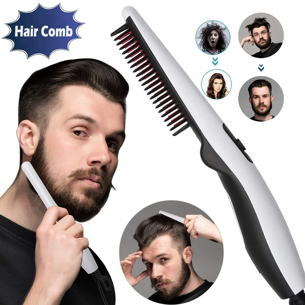 

Multifunctional Hair Comb Brush Beard Straightener Hair Straighten Electric Beard Straightening Comb Quick Hair Styler For Men