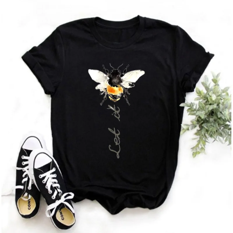 

LINNA Butterfly Print T-shirt Faith Hope Hope Love Believe Dream Lady Print T-shirt Lady Sleeve Shirt