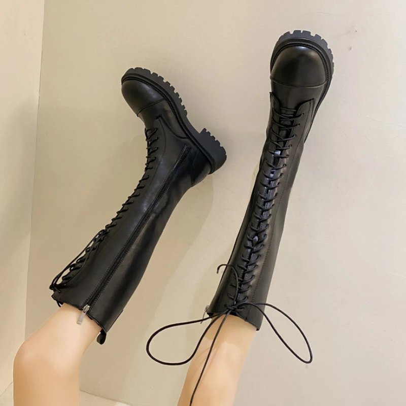 

Женские сапоги с круглым носком, из искусственной кожи, на молнии