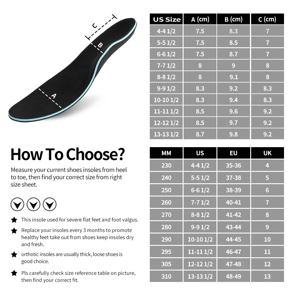 3ANGNI Orthotic Insoles Orthopedic Arch Support Flat foot Shoe Sole Wan Woman Ease Pressure Of Plantar fasciitis Inserts Cushion