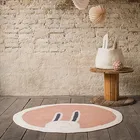 Круглый мультяшный напольный коврик, полиэстеровый Радужный мягкий коврик с кроликом для спальни, нескользящий игровой коврик для детей, скандинавский декоративный коврик для детской комнаты