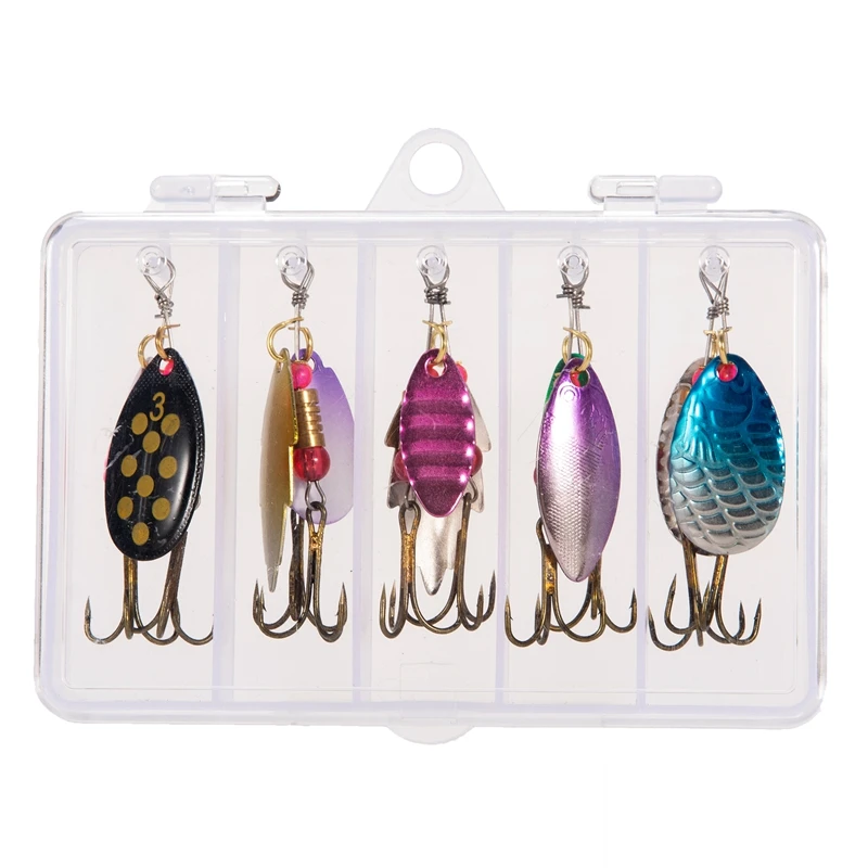 

10Pcs Fishing Lure Spinnerbait Fishing Lures Kit Spoon Set with Tackle Boxs for Bass Salmon Pike Fishing Accessories