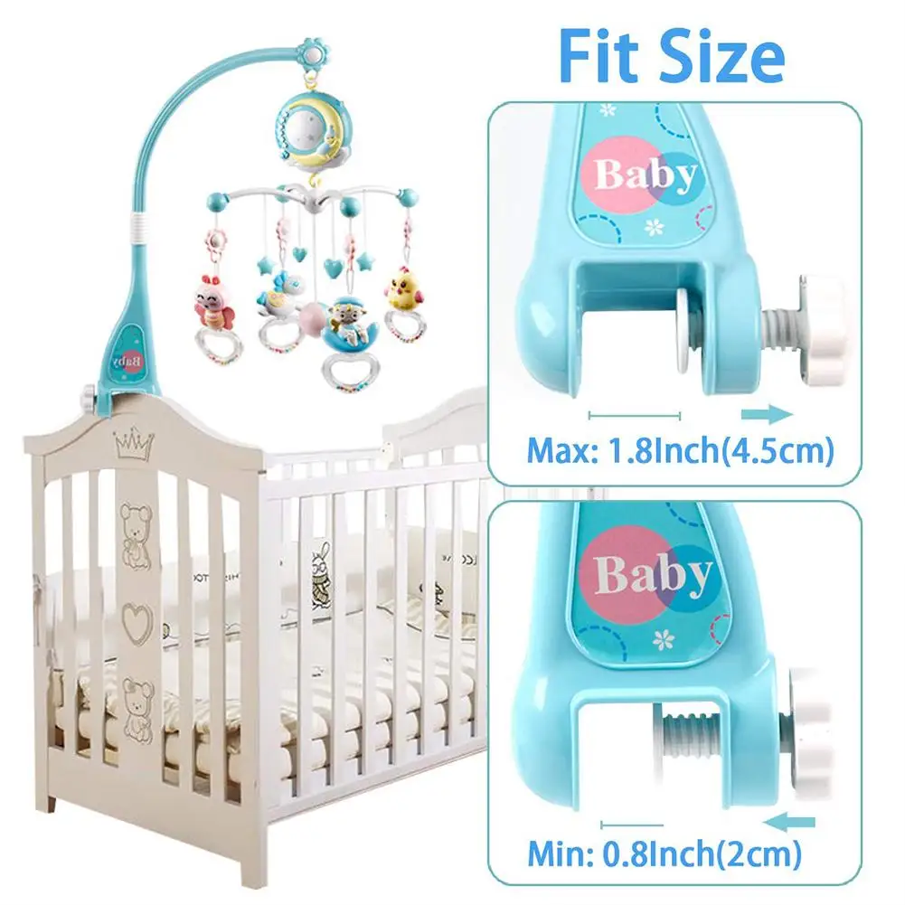 

11PCS Musical Baby Crib Mobile Toy Light Music Projector Timing Function Cartoon Rattles Remote Control Musical Toy For Newborn
