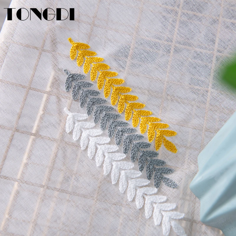 TONGDI белая Тюль с вышивкой занавеска элегантные прозрачные украшения для кухни