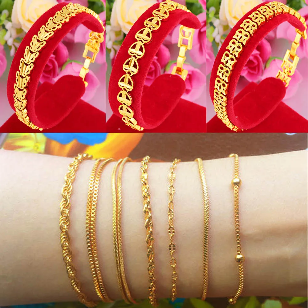 

Trendy Vacuum Thickened Gold Color Shape Copper Bracelet for Women Punk Cuban Chain Bracelets on Hand Islam Muslim Dubai Jewelry