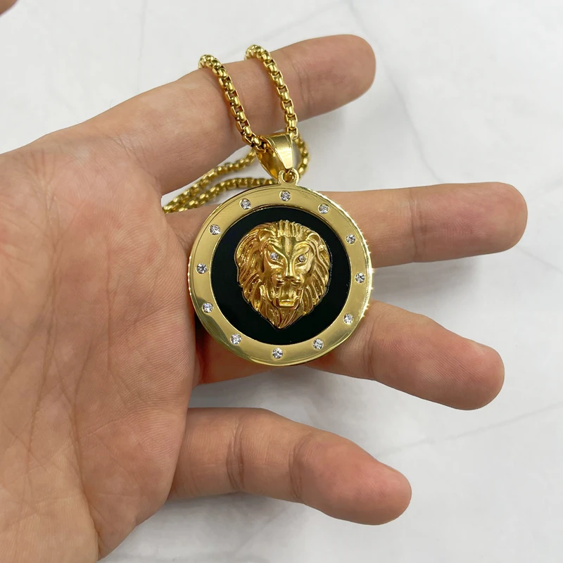 Кулоны в стиле хип-хоп с головой льва из циркония золотого и серебряного цвета