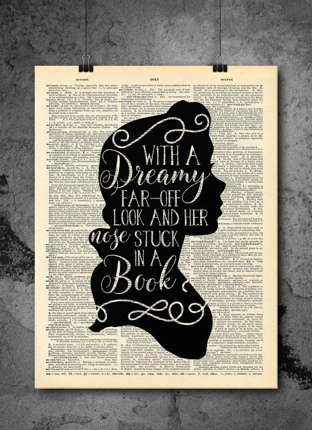 

Beauty And The Beast - Dreamy - Vintage Art - Authentic Upcycled Dictionary Art Print - Home or Office Decor