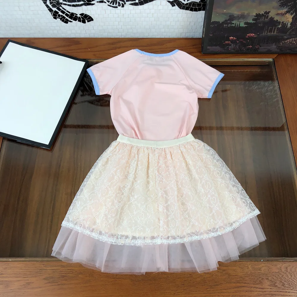 

High-end children's children's short-sleeved suit skirt 2021 summer new girl two-piece western-style skirt thin suit skirt