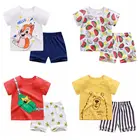 2020 летняя одежда Детский костюм с короткими рукавами футболка и шорты для маленьких мальчиков и девочек комплект детской одежды из 2 предметов из чистого хлопка