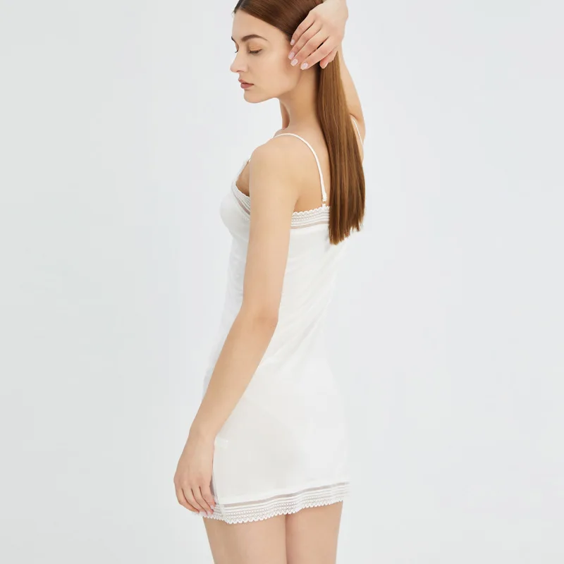 Летнее платье из натурального шелка на подтяжках женское трикотажное нижнее