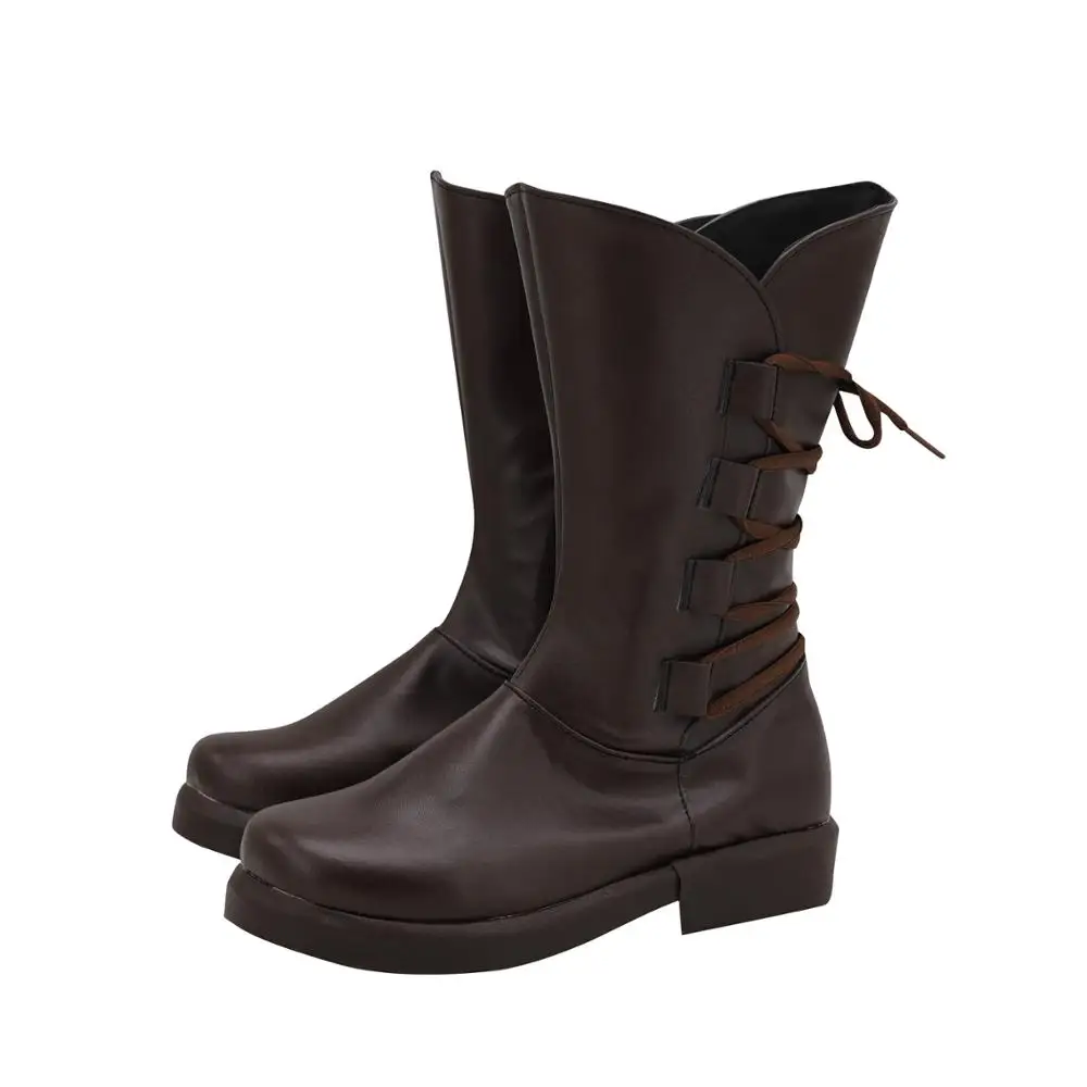 Star Cosplay Wa The Last Jedi Rey Boots Leather Shoes Halloween Carnival Party Prop Custom Made Any Size | Тематическая одежда и