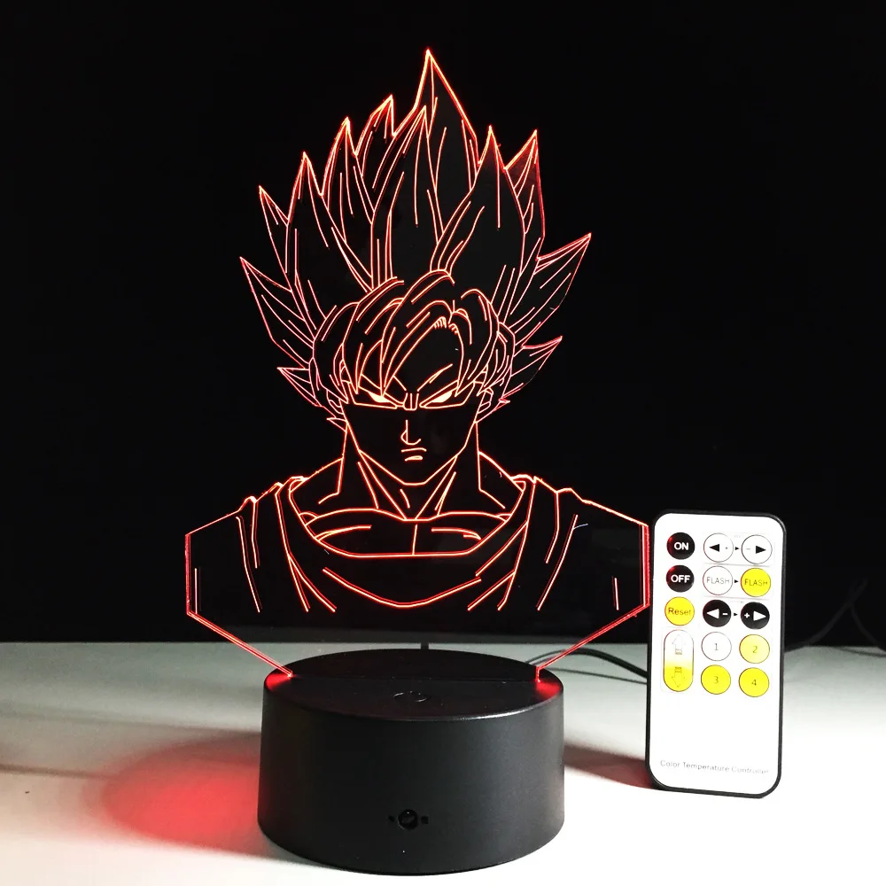 Фигурка дракона жемчуга Z 3D светодиодный настольная лампа Супер Saiyan Goku Вегета