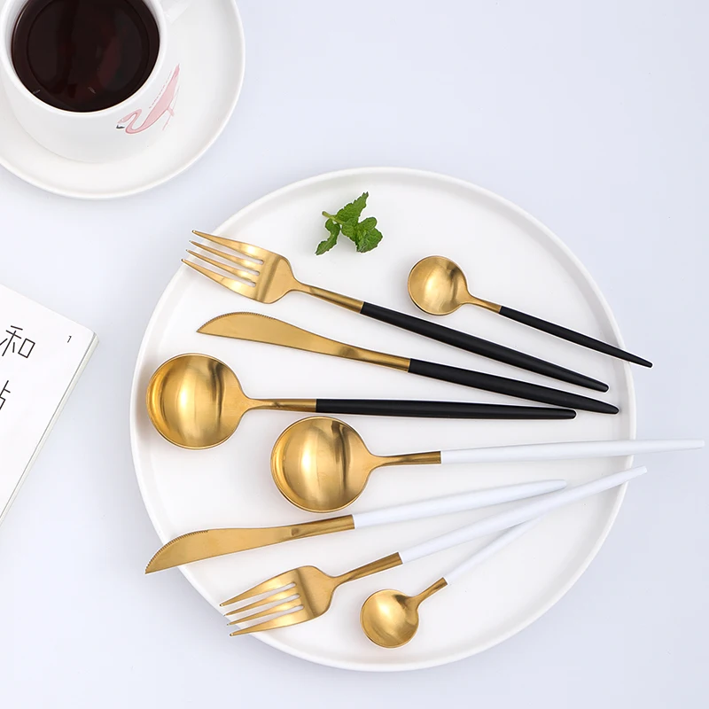 Розовая Золотая столовая посуда чайная десертная кофейная ложка вилка кухонные