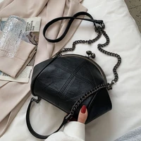 new vintage two straps shell lock bag bags chain women shoulder crossbody bags pu leather tote womens handbags purses