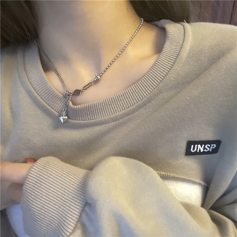 

2021 Hot Love Smiley Necklace Simple Fashion Personality Clavicle Chain Stitching Retro Style Pearl Drop-Shaped NecklaceZZ86