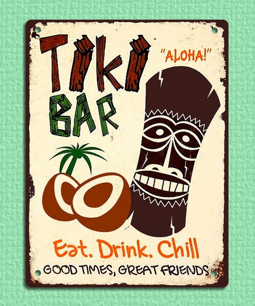 Tiki Bar металлический знак табличка винтажный Ретро стиль Тики Бар Алоха мужская