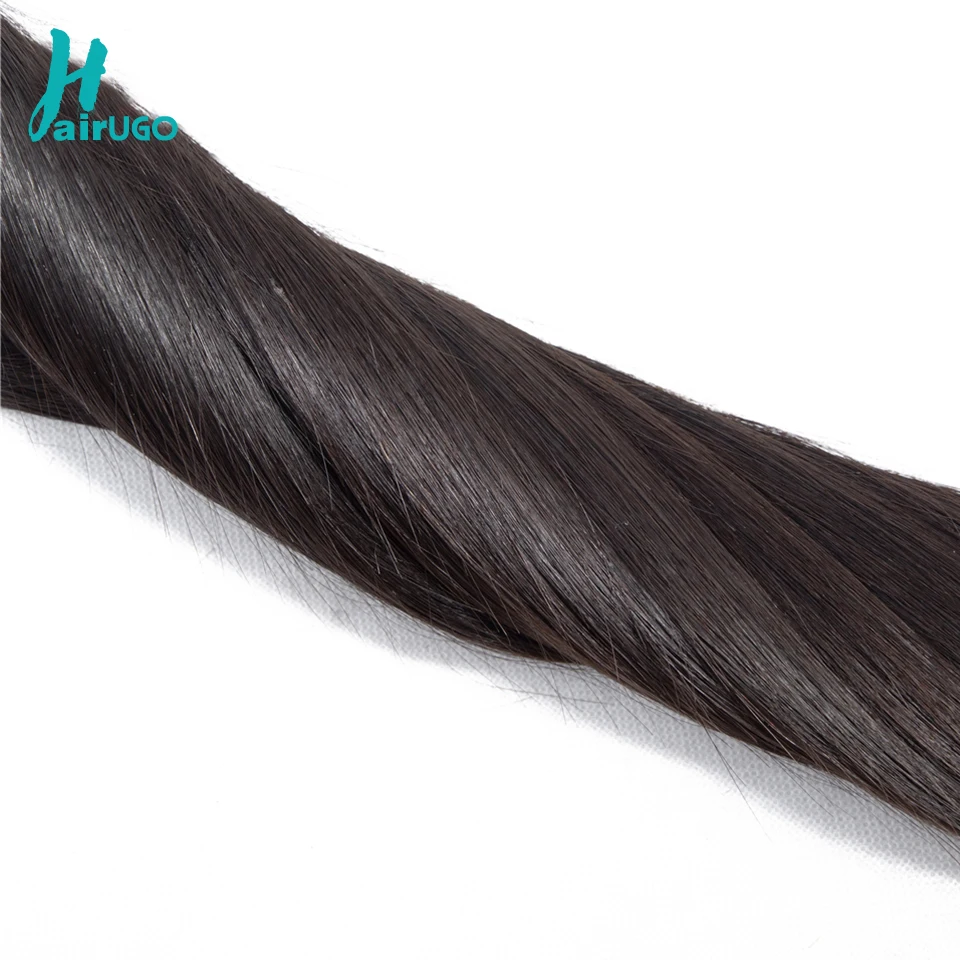 HairUGo перуанские прямые пучки волос плетение с фронтальным закрытием 13*4 Кружева Фронтальные с пучками не Реми пучки для наращивания волос