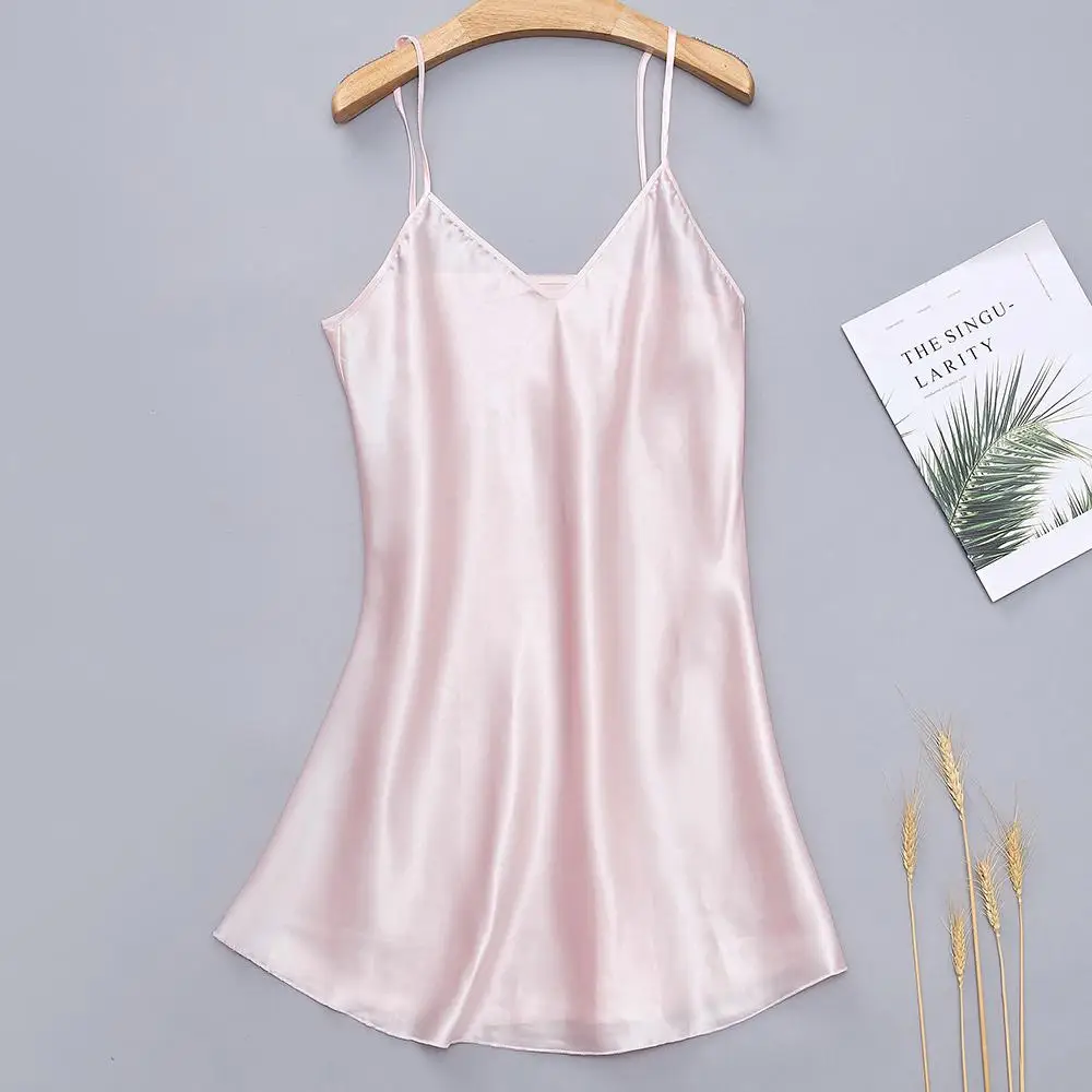 Вышитый свадебный халат цвета шампанского, атласный женский халат-кимоно, сексуальная одежда для сна, халат для подружки невесты, Повседневная Ночная рубашка - Цвет: Light Pink Nighty