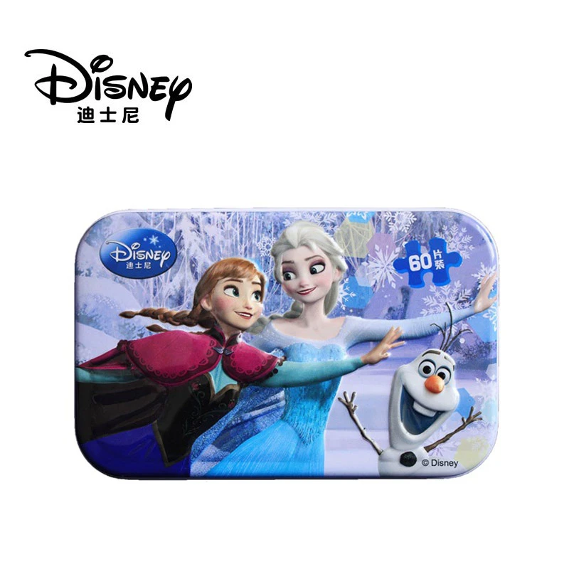 A Section 2262 Disney Подлинная Молния Mc королева и Снежная королева 60 штук деревянные наклейки Головоломка Детские игрушки 3D железная коробка игрушки для детей - Цвет: A Section 2262