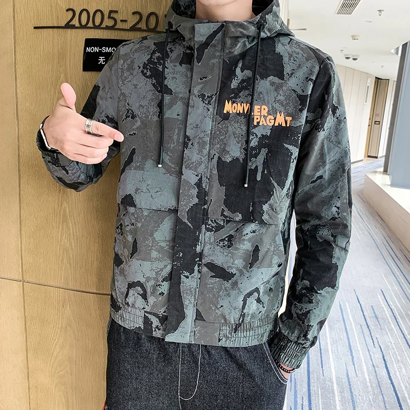 

2020 spring new Korean trend camouflage hooded jacket casual clothes men's clothing JK16