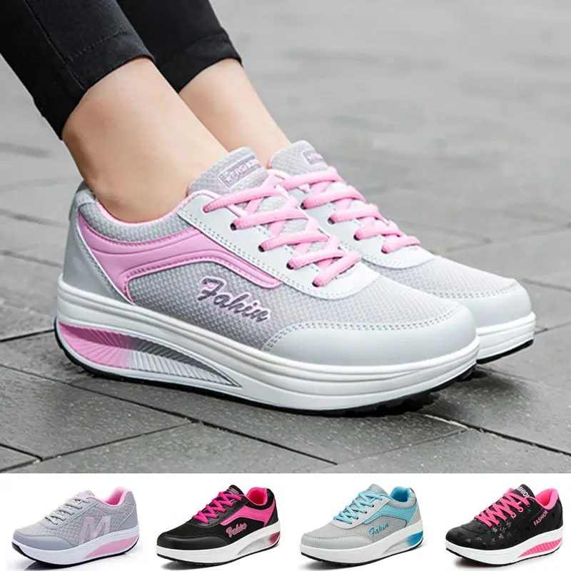 

Plus Size Summer Wedge Platform Sports Shoes Woman Sport Shoes Kids Sneakers Womens Running Shoes Gray Slimming Tilting GME-2781