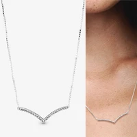 original 925 sterling silver pan necklace new v shaped wish to wear necklace for women wedding party gift fashion jewelry