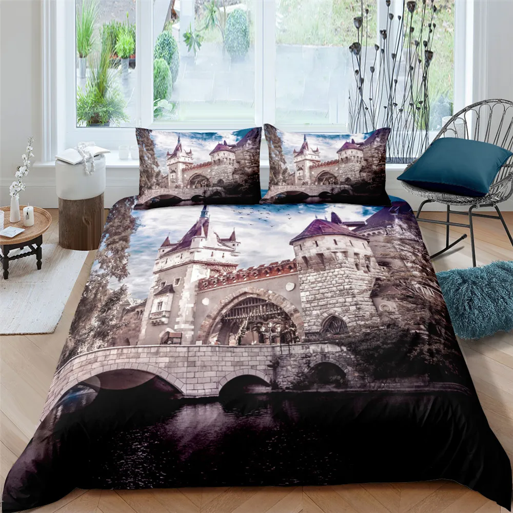 

Castle Bedding Sets Queen King Size Quilt Covers Printed Comforter Cover Microfiber 3D Pattern Decor Duvet Cover Set