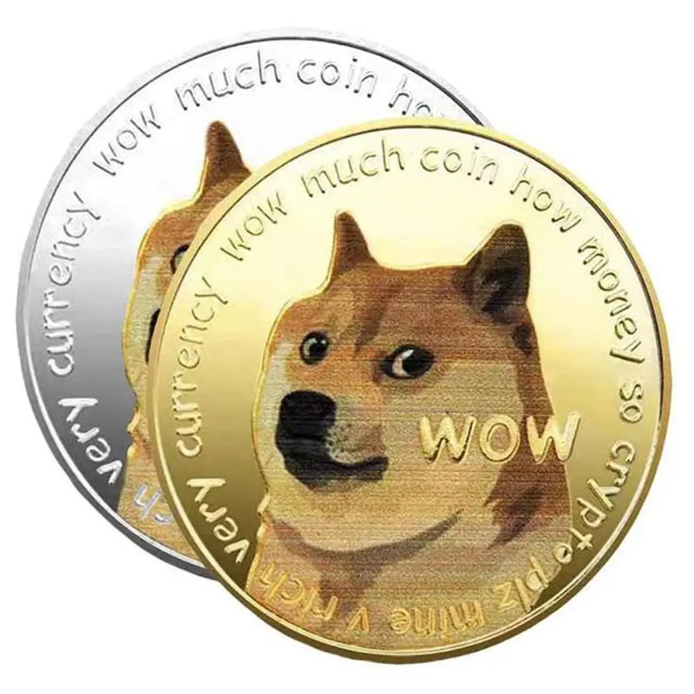 

Funny Commemorative Coins Animal Badge Collection Wow Dog Pattern Souvenir Home Crafts Desktop Dogecoin Ornaments For Kids