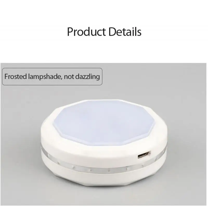 

LED Round Night Light Dimming Remote Control Charging Cabinet Light Warm RGB Color Bedroom Wardrobe Light LED Lighting