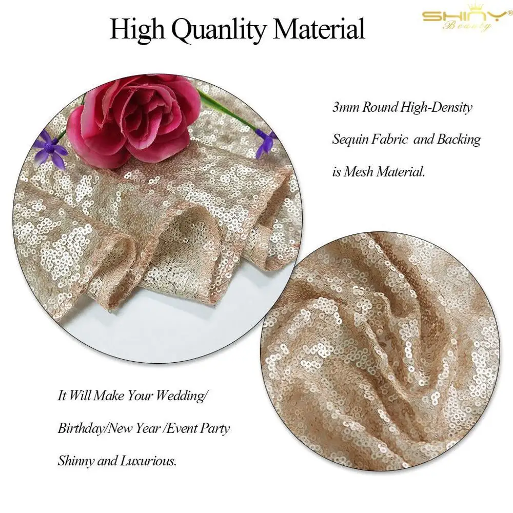 48 ''круглая (120 см) блестящая скатерть цвета шампанского с блестками для