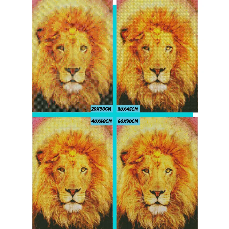 Алмазная 5D Вышивка Король Лев полностью покрытая стразами круглая картина