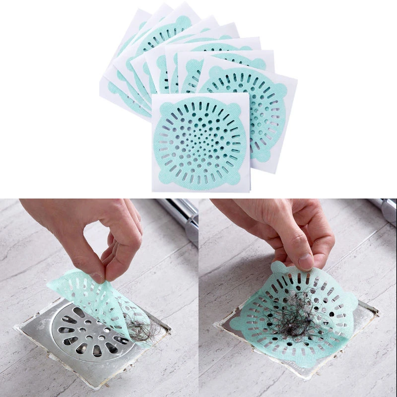 

Household Bathroom Sewer Disposable Hair Floor Drain Filter Mesh Bathroom Sink Anti Clogging Clean Tidy Convenient Stickers Tool