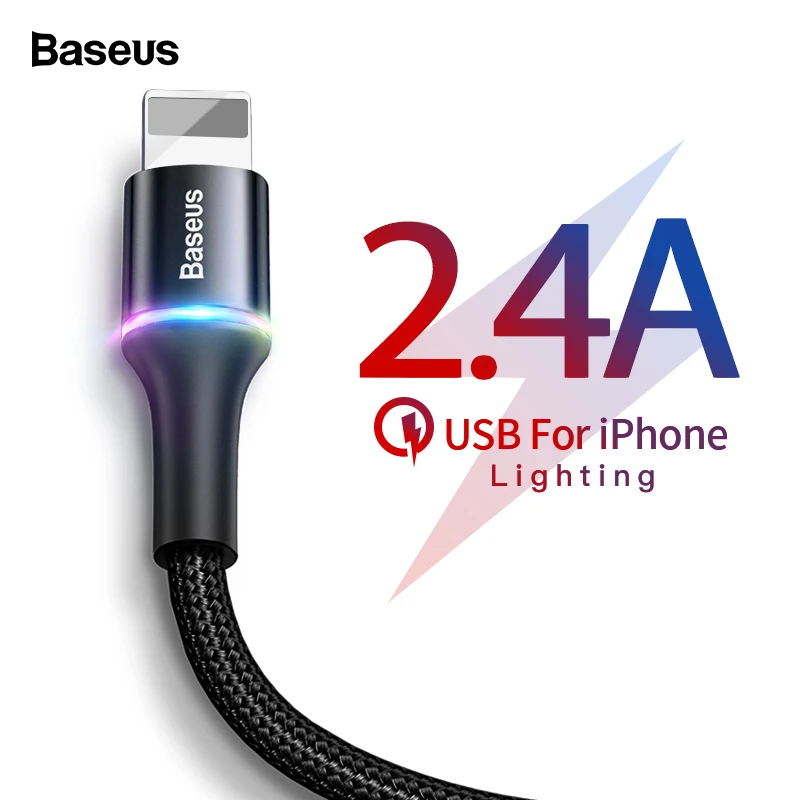 Baseus USB кабель для iPhone, зарядное устройство, быстрая зарядка данных, кабель для мобильного телефона для iPhone Xs Max Xr X 8 7 6 6S 5 5S Se iPad, провод