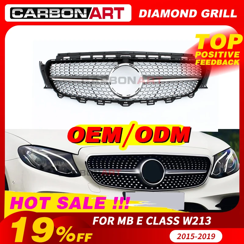 Front grille Diamonds Grille suitable for E class W213 E63 amg grill E180 E200L E260 E300L 2015+ without/with camera hole | Автомобили и