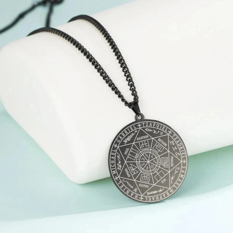 

NEW Stainless Steel Round Necklace Hexagram Angel Round Pendant Necklace